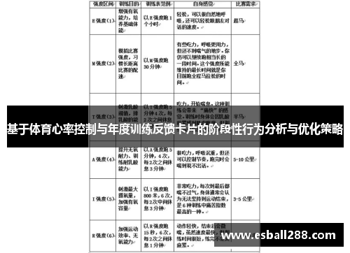基于体育心率控制与年度训练反馈卡片的阶段性行为分析与优化策略